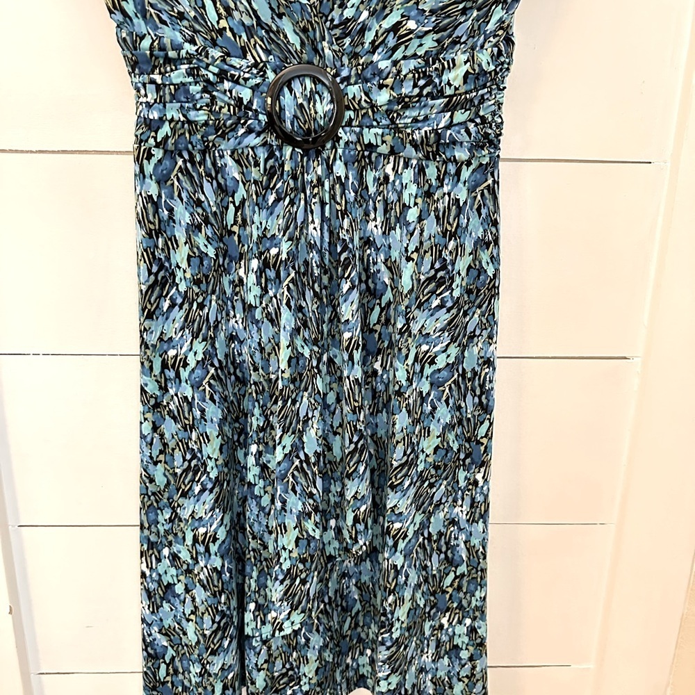 STUDIO 1 8 colorful blue speckled Y2K 90's midi stretch woman poly spandex dress - Picture 2 of 12